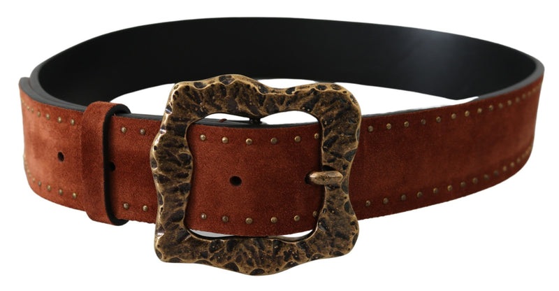 Dolce & Gabbana Brown Suede Leather Studded Baroque Men's Belt