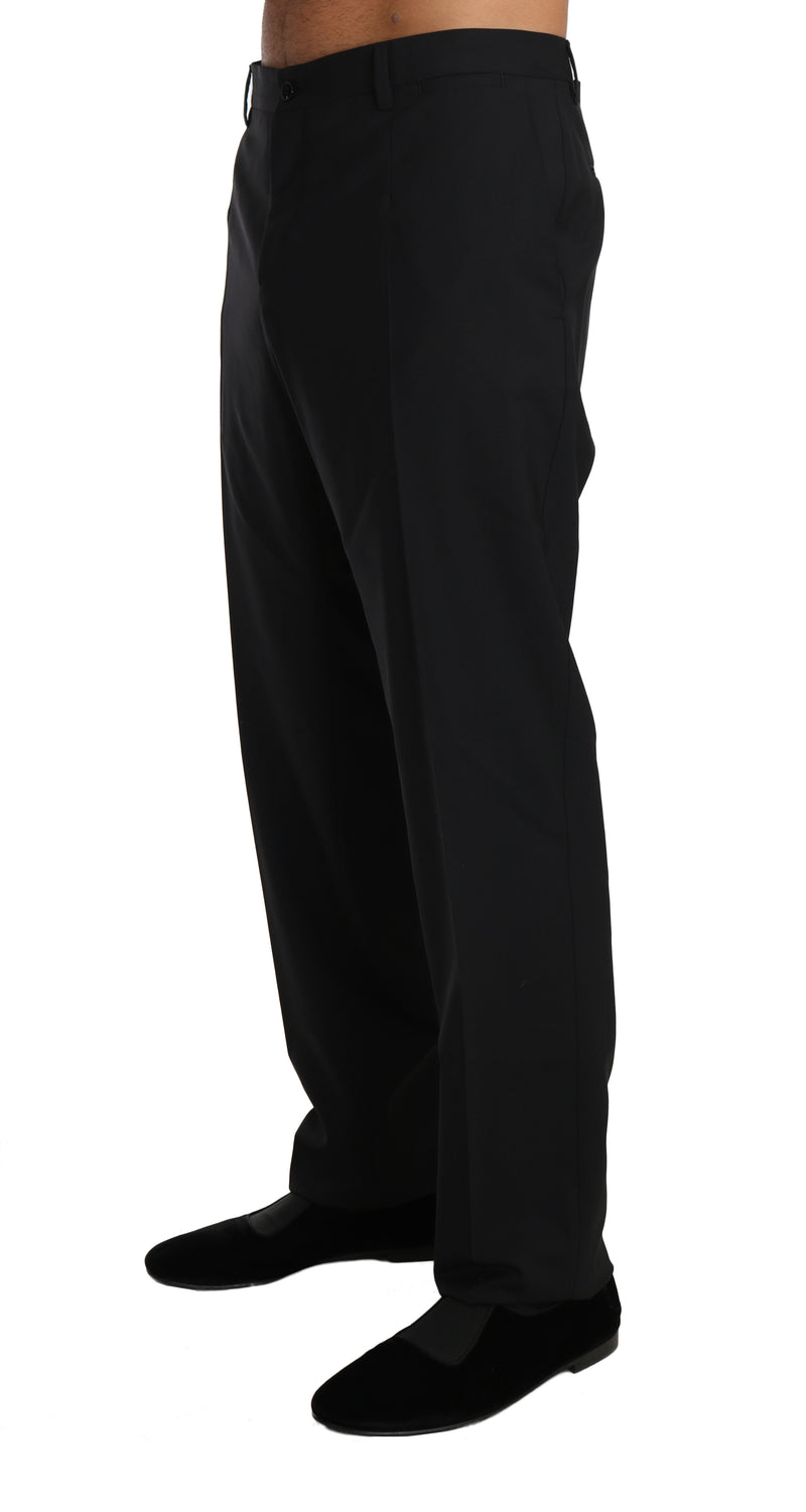 Dolce & Gabbana Black Wool Stretch Formal Men's Trousers