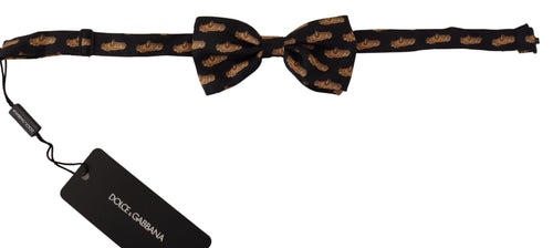 Dolce & Gabbana Black Orange Car Print Silk Bow Men's Tie