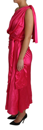 Dolce & Gabbana Women's Pink Fitted Cut One Shoulder Midi Women's Dress