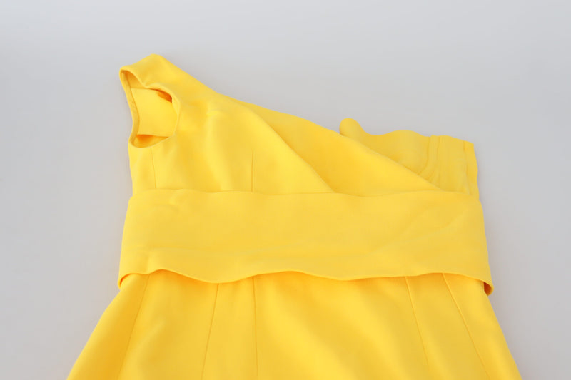 Dolce & Gabbana Elegant Yellow One-Shoulder Midi Women's Dress