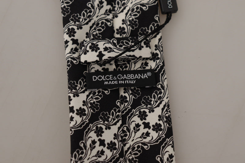 Dolce & Gabbana Elegant Floral Print Silk Bow Men's Tie