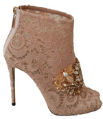 Dolce & Gabbana Elegant Lace Stilettos with Crystal Women's Accents