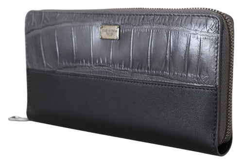 Dolce & Gabbana Black Zip Around Continental Clutch Leather Men's Wallet