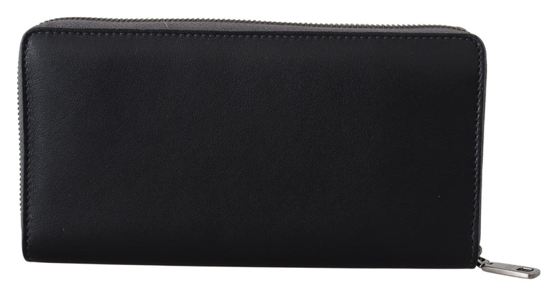 Dolce & Gabbana Black Zip Around Continental Clutch Leather Men's Wallet