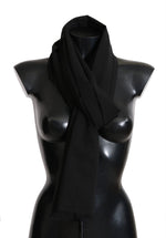 Dolce & Gabbana Solid Black Wool Blend Shawl Wrap 70cm X 200cm Women's Scarf