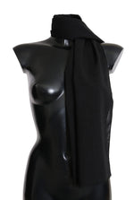Dolce & Gabbana Solid Black Wool Blend Shawl Wrap 70cm X 200cm Women's Scarf