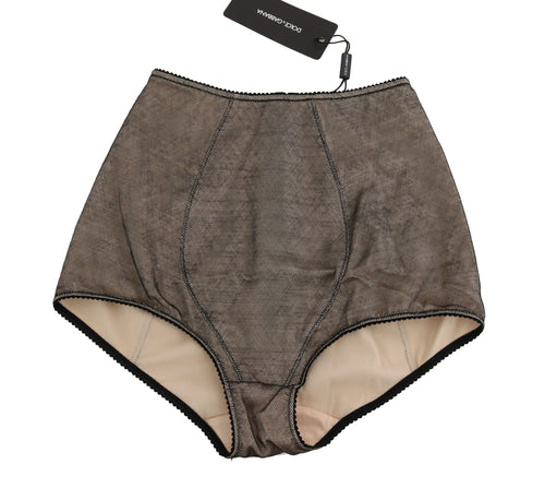Dolce & Gabbana Beige Black Net Cotton Blend Chic Women's Underwear