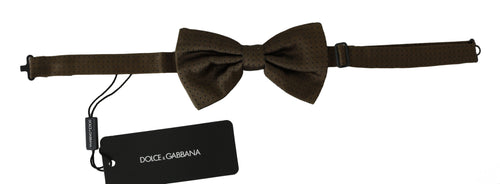 Dolce & Gabbana Elegant Brown Polka Dot Silk Bow Men's Tie