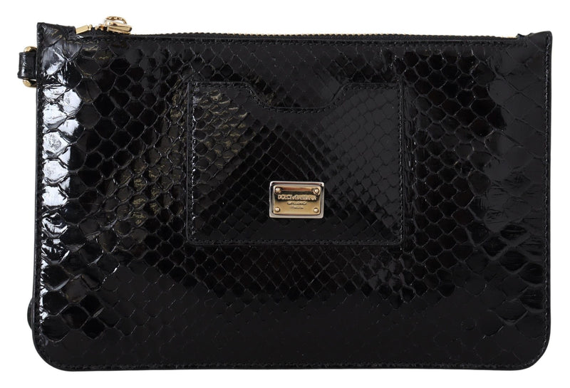 Dolce & Gabbana Black Leather Coin Purse Wristlet Mirror Agnese Women's Wallet