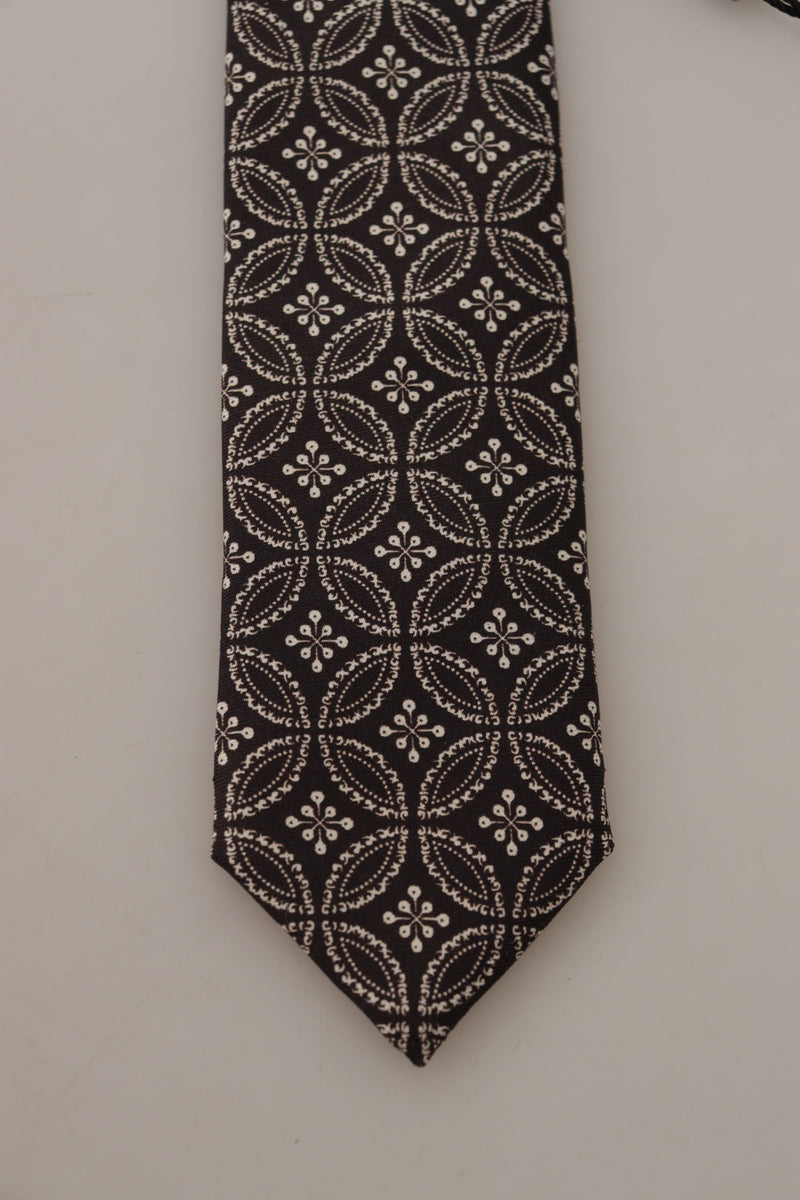 Dolce & Gabbana Elegant Silk Black and White Bow Men's Tie