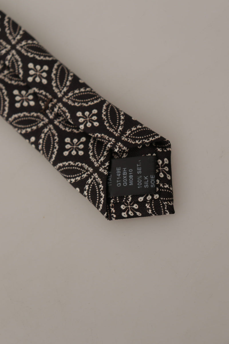 Dolce & Gabbana Elegant Silk Black and White Bow Men's Tie
