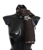 Dolce & Gabbana Brown 100% Silk Bird Print Wrap 80cm X 95cm RRP Women's Scarf