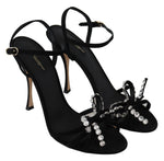 Dolce & Gabbana Elegant Suede High Sandals with Crystal Women's Bows