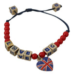 Dolce & Gabbana Red Blue Beaded DG LOVES LONDON Flag Branded Women's Bracelet