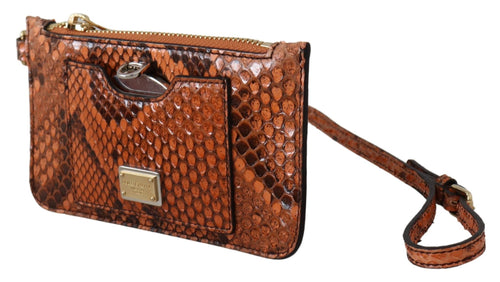 Dolce & Gabbana Brown Leather Coin Purse Wristlet Mirror AGNESE Women's Wallet
