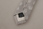 Dolce & Gabbana Elegant Silk Gray Crown Print Bow Men's Tie