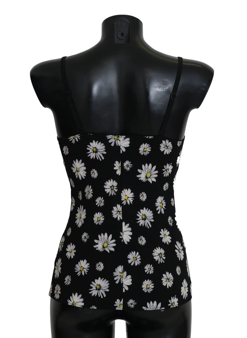 Dolce & Gabbana Black Daisy Print Dress Lingerie Women's Chemisole