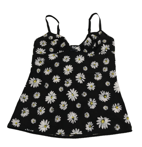 Dolce & Gabbana Elegant Black Daisy Floral Lace Chemise Women's Dress