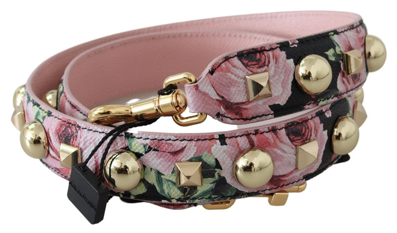 Dolce & Gabbana Pink Floral Gold Studs Bag Accessory Shoulder Women's Strap