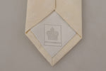 Dolce & Gabbana Elegant Off-White Silk Bow Men's Tie