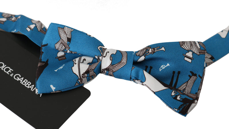 Dolce & Gabbana Blue Jazz Club Silk Adjustable Neck Papillon Men Bow Men's Tie