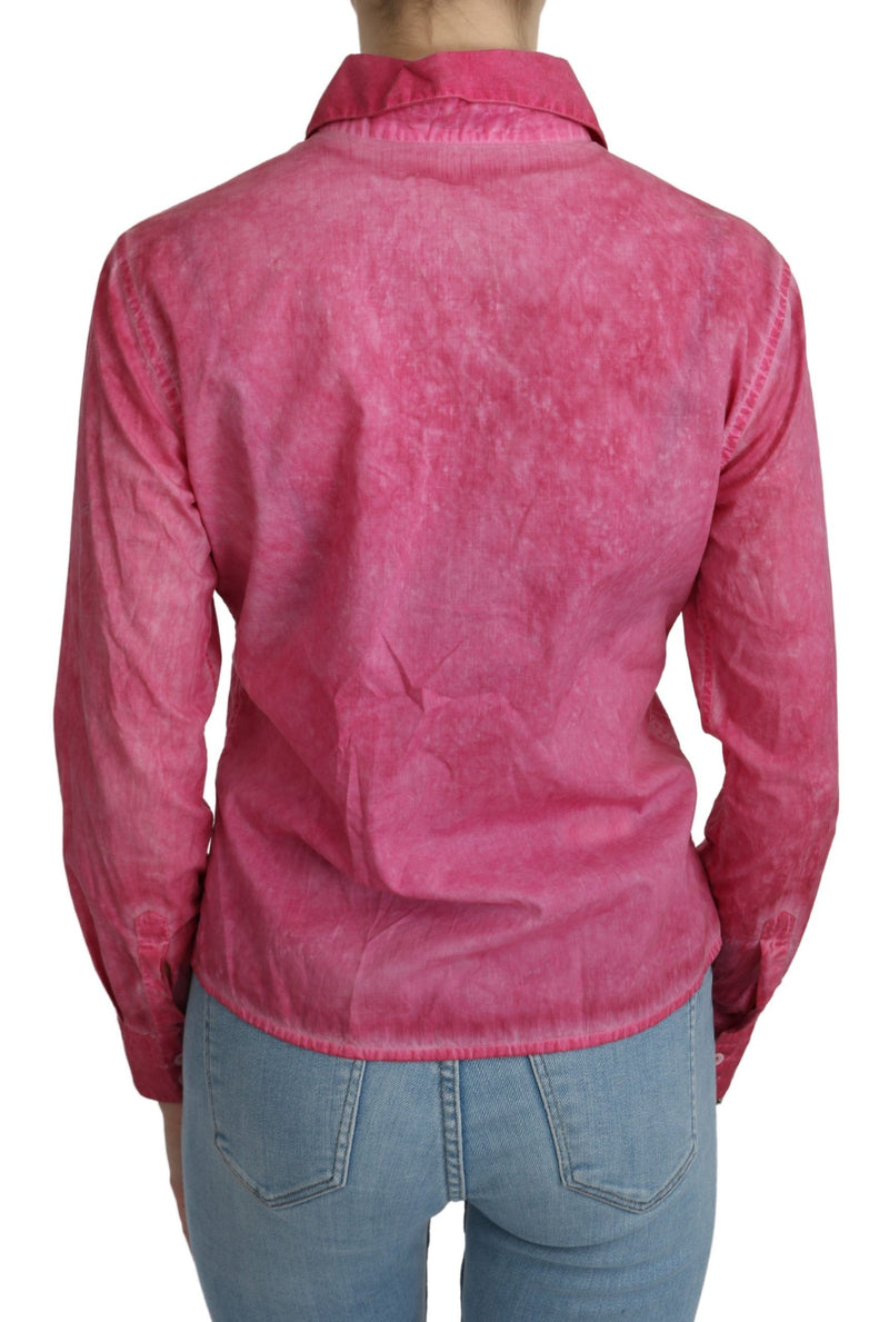 Ermanno Scervino Pink Collared Long Sleeve Shirt Blouse Women's Top