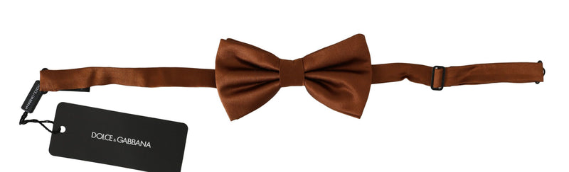 Dolce & Gabbana Men Brown 100% Silk Adjustable Neck Papillon Bow Men's Tie
