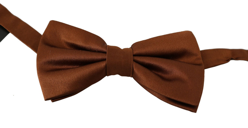 Dolce & Gabbana Elegant Silk Bow Tie in Bronze Men's Elegance