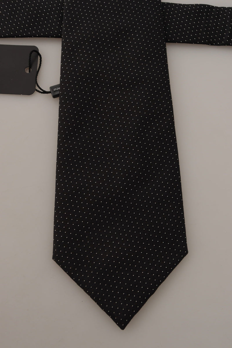 Dolce & Gabbana Black White Polka dots Silk Adjustable Men's Tie