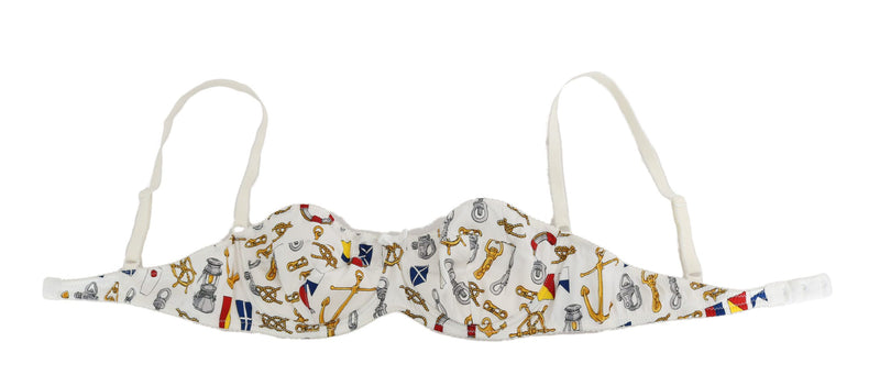 Dolce & Gabbana White Balconcino Sailor Print Women's Underwear