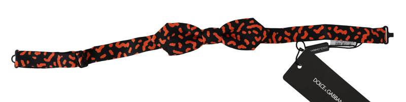 Dolce & Gabbana Orange Black Pattern Adjustable Neck Papillon Men Bow Men's Tie