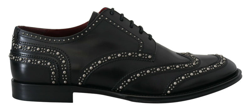 Dolce & Gabbana Elegant Studded Black Derby Men's Shoes