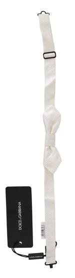 Dolce & Gabbana White 100% Silk Slim Adjustable Neck Papillon Men Men's Tie