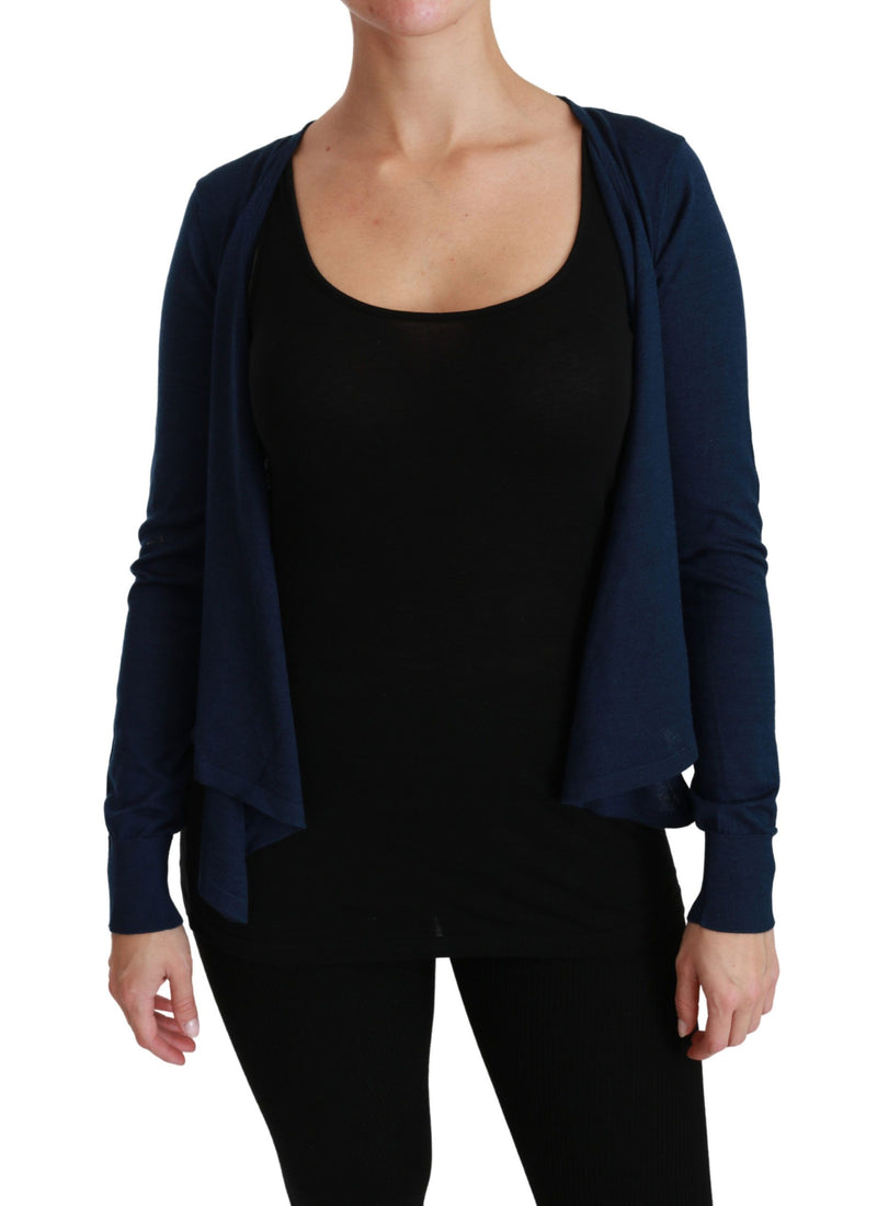 Dolce & Gabbana Blue Long Sleeve Cardigan Vest Cashmere Women's Sweater