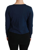 Dolce & Gabbana Blue Long Sleeve Cardigan Vest Cashmere Women's Sweater
