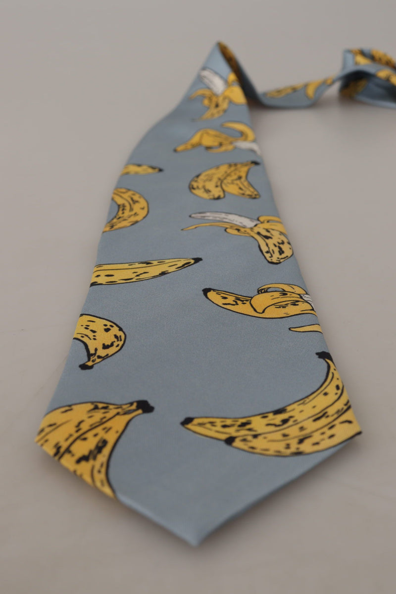 Dolce & Gabbana Elegant Blue Banana Print Silk Men's Tie