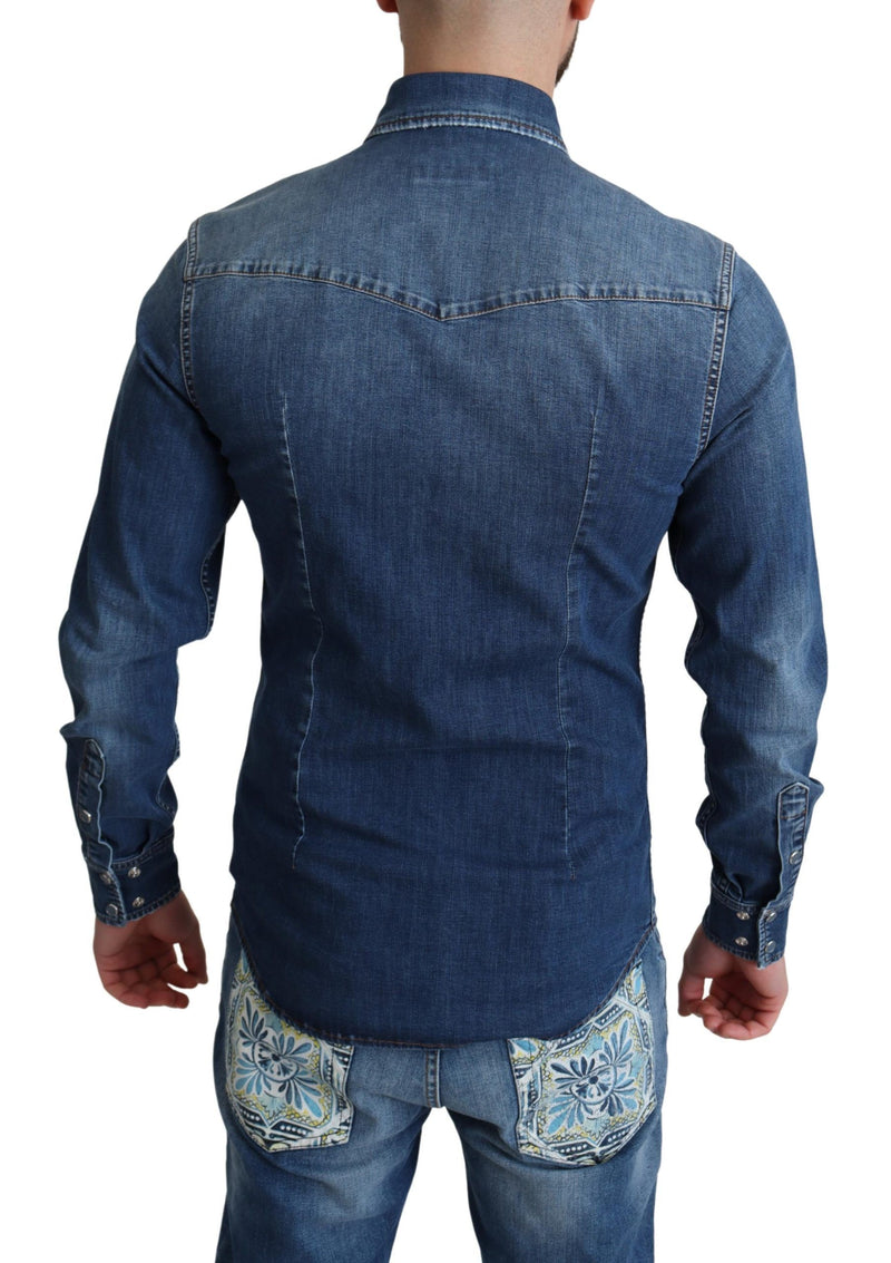 Dolce & Gabbana Elegant Denim Long Sleeve Casual Men's Shirt