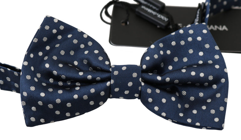 Dolce & Gabbana Blue Polka Dots Silk Adjustable Neck Butterfly Mens Bow Men's Tie