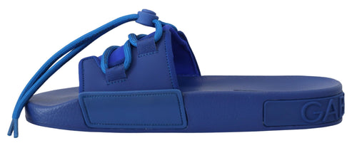 Dolce & Gabbana Blue Stretch Rubber Sandals Slides Slip On Men's Shoes