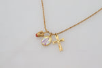 Dolce & Gabbana Elegant Gold Tone Charm Necklace with Cross Women's Pendant