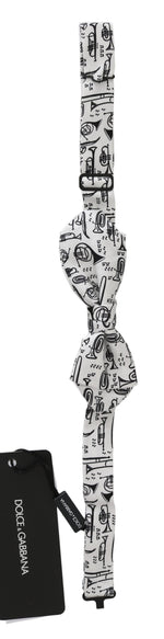 Dolce & Gabbana White Instruments Adjustable Neck Papillon Men Bow Men's Tie
