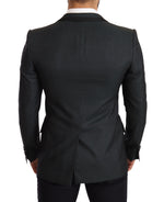 Dolce & Gabbana Black Green Slim Fit Coat Jacket Men's Blazer