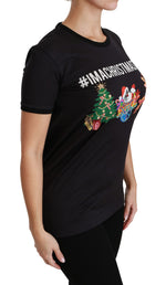 Dolce & Gabbana Black #ImAChristmasTree Crewneck Top Women's T-shirt