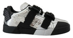 Dolce & Gabbana Exclusive Silver and Black Low Top Leather Men's Sneakers