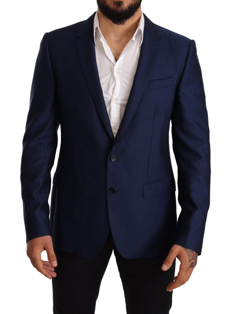 Dolce & Gabbana Blue Wool Slim Fit Coat MARTINI Men's Blazer