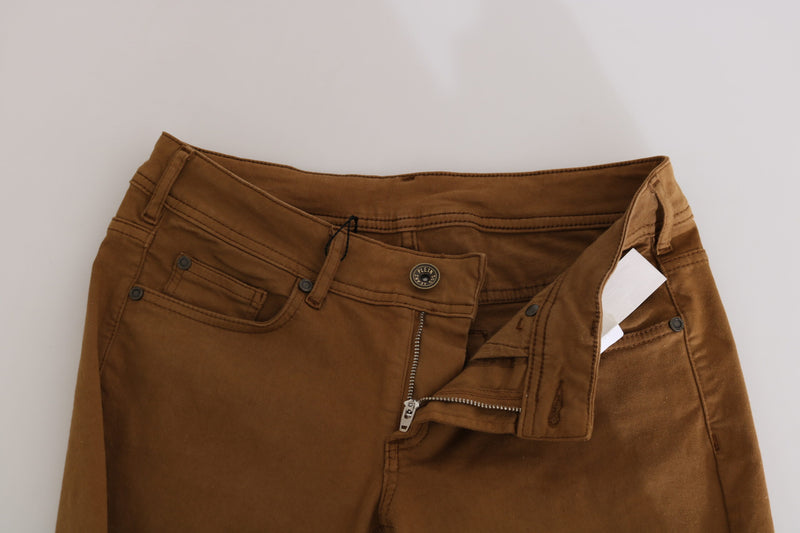 PLEIN SUD Brown Cotton Mid Waist Skinny Slim Fit Denim Women's Jeans