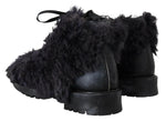 Dolce & Gabbana Black Leather Shearling Ankle Men's Boots