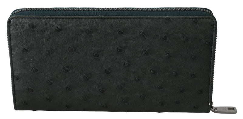 Dolce & Gabbana Green Ostrich Leather Continental Mens Clutch Men's Wallet
