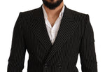 Dolce & Gabbana Black White Striped Slim Fit Coat Men's Blazer